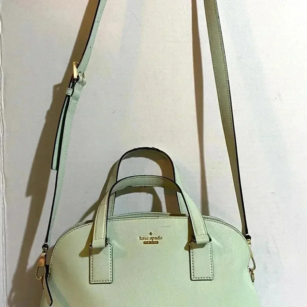 Kate spade green saffiano leather satchel handbag